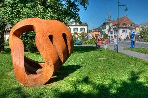 Abstract metal sculpture in Bad Ragartz, Switzerland, null